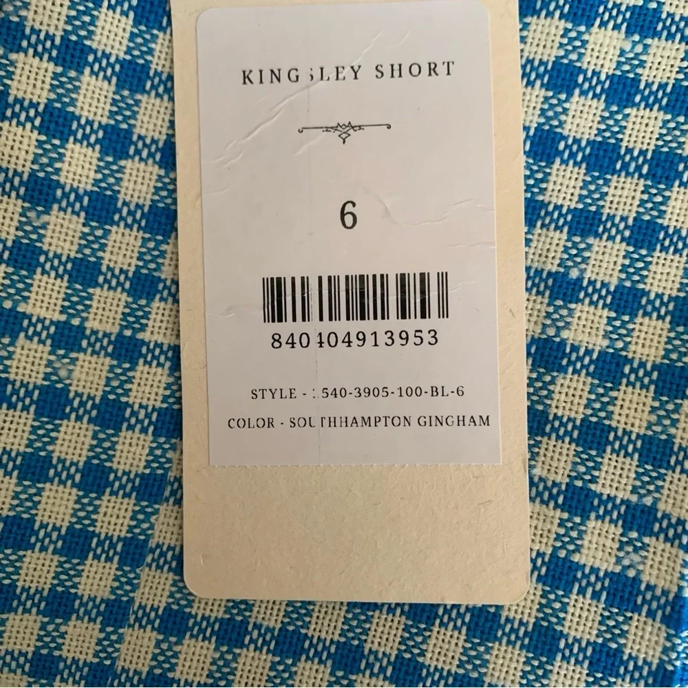 NWT Doen Kingsley Cotton Button High Waist Shorts Southhampton Gingham Blue - Picture 8 of 12